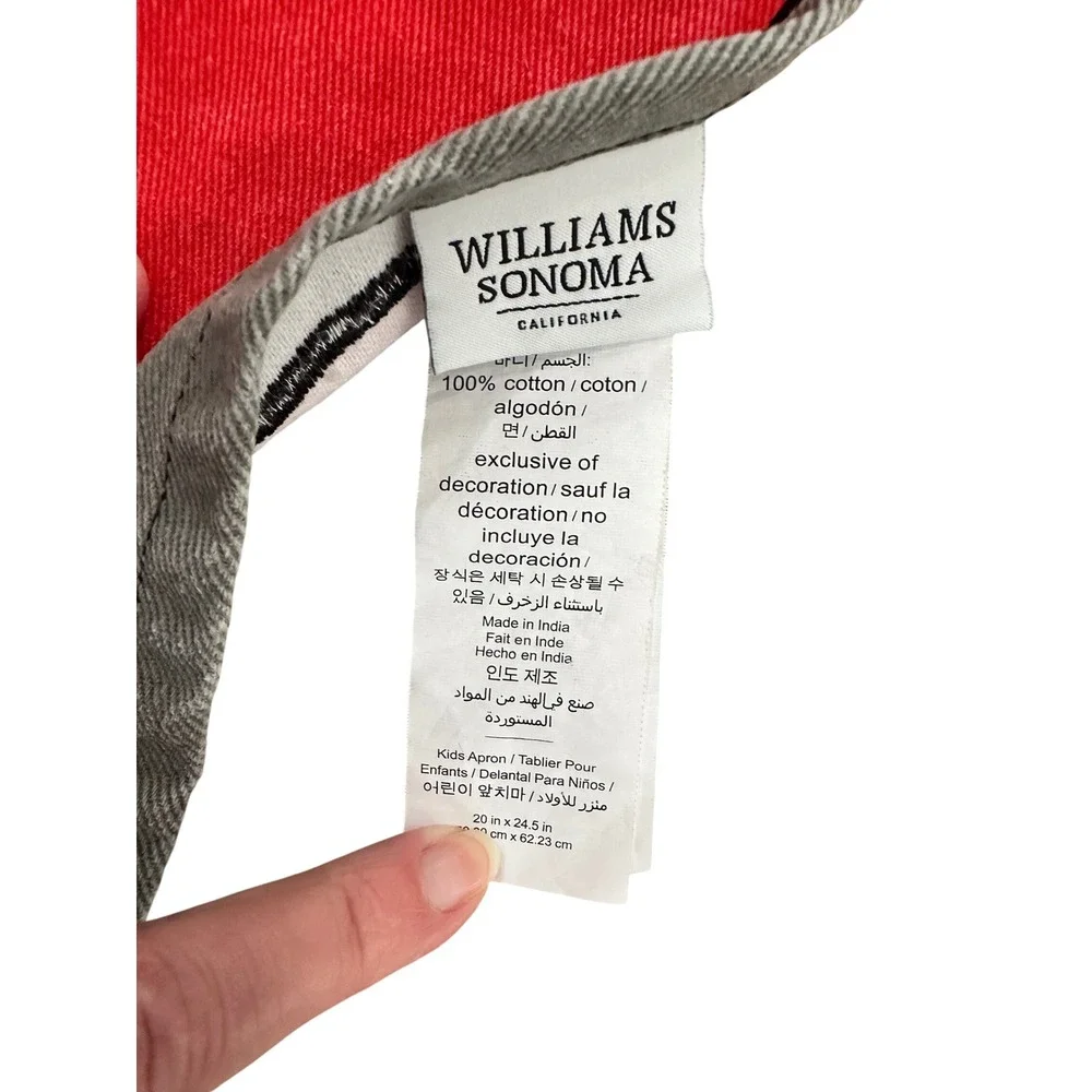 Williams Sonoma Kids Mickey Mouse Denim Apron Adjustable Tie Fun Kitchen Cooking